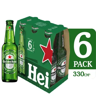 Cerveza Heineken botella 330 cc pack x6