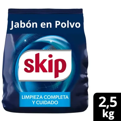 Jabón en polvo Skip Bio Enzimas baja espuma 2,5 kg