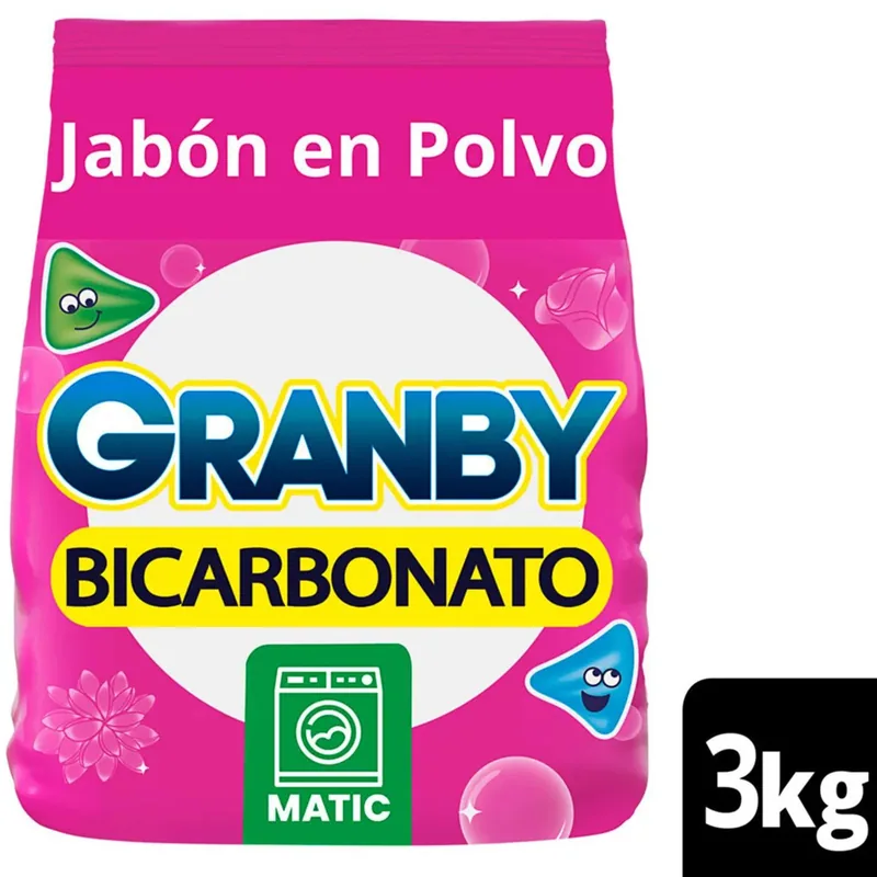 Jabón en polvo Granby Rosas con bicarbonato 3 kg