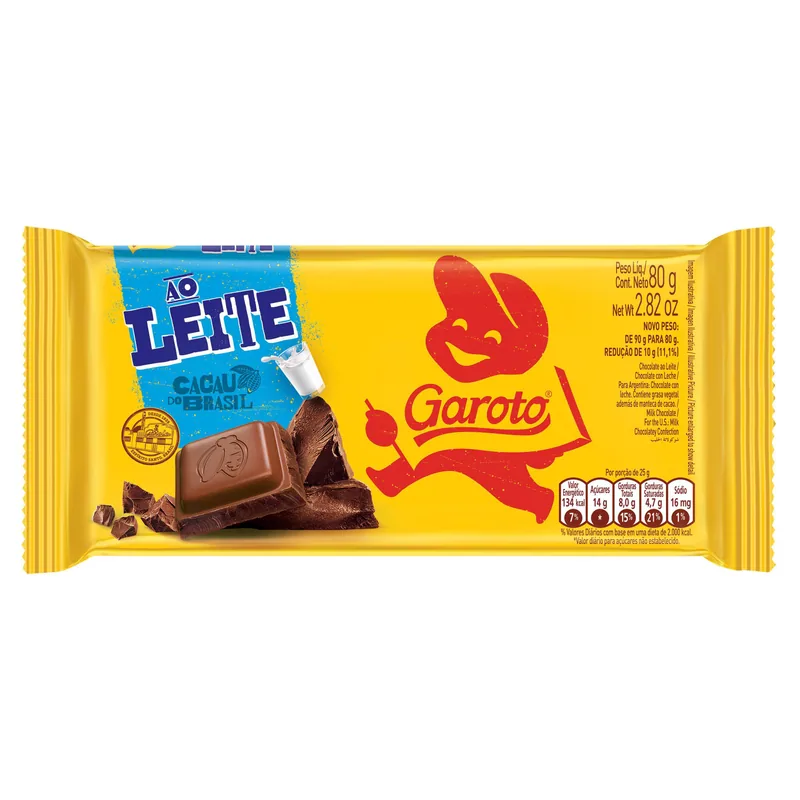 Chocolate em barra Garoto 80 g