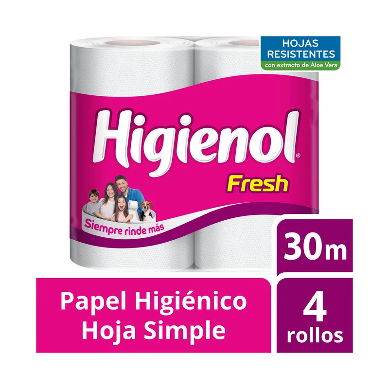 Papel higiénico Higienol Fresh 4 rollos x 30 m