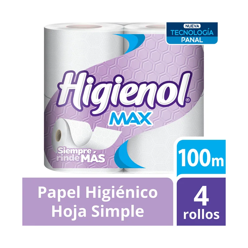 Papel higiénico Higienol Max 4 rollos x 100 m
