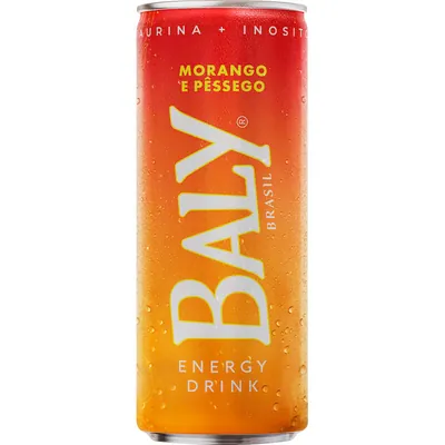Energético Baly Morango e Pêssego lata 250 ml
