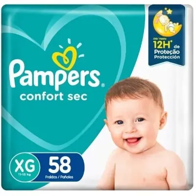 Fralda Pampers Confort Sec XG 58 unidades