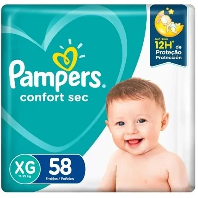 Fralda Pampers Confort Sec XG 58 unidades