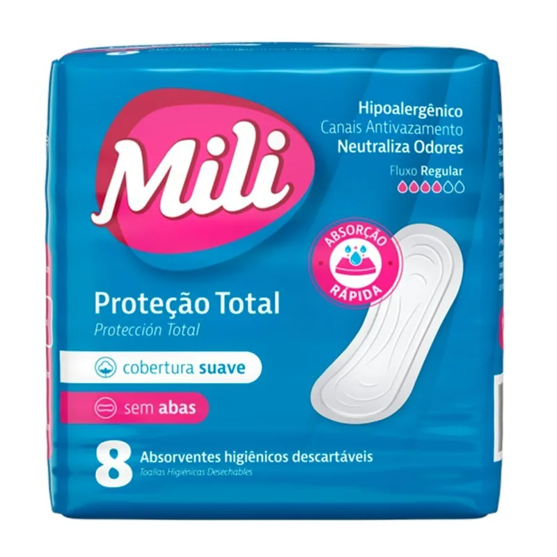 Absorvente Mili Proteção Total sem abas 8 un