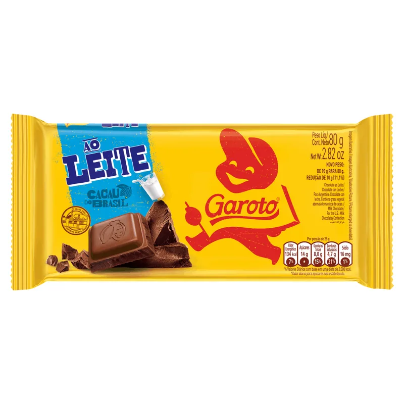 Chocolate Garoto ao leite 80 g